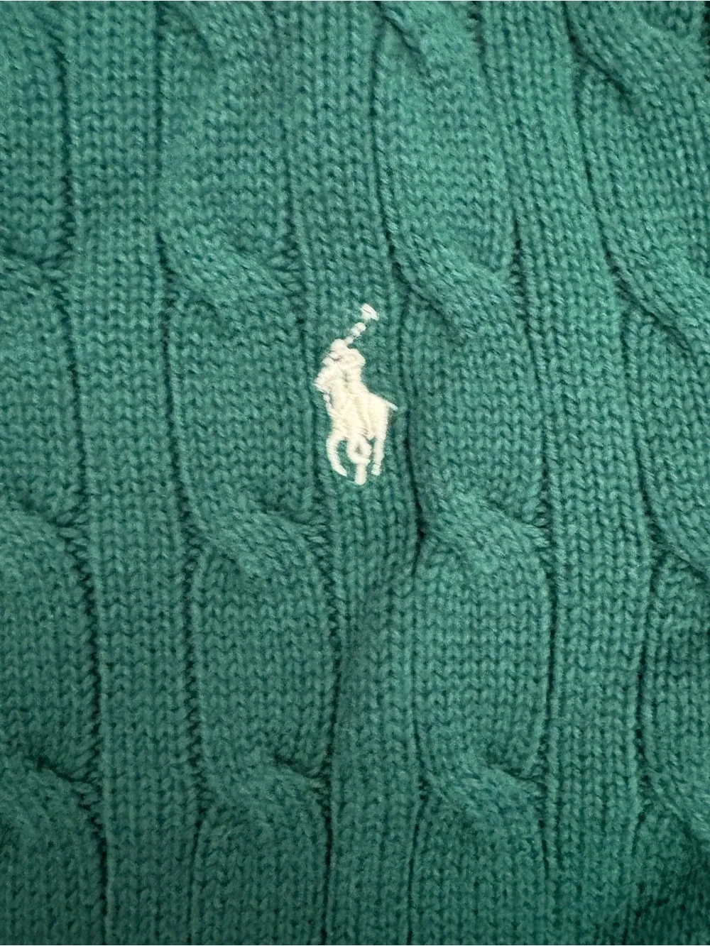 Ralph Lauren Dark Green Cable-Knit Crewneck Sweater